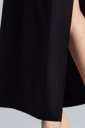 Zwiewna sukienka maxi z gumką w pasie i dekoltem V czarna M668