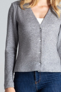 Sweter damski z wiskozy rozpinany z dekoltem w serek szary M683