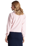 Elegancka bluzka damska z gumką i kopertowym dekoltem V różowa M659