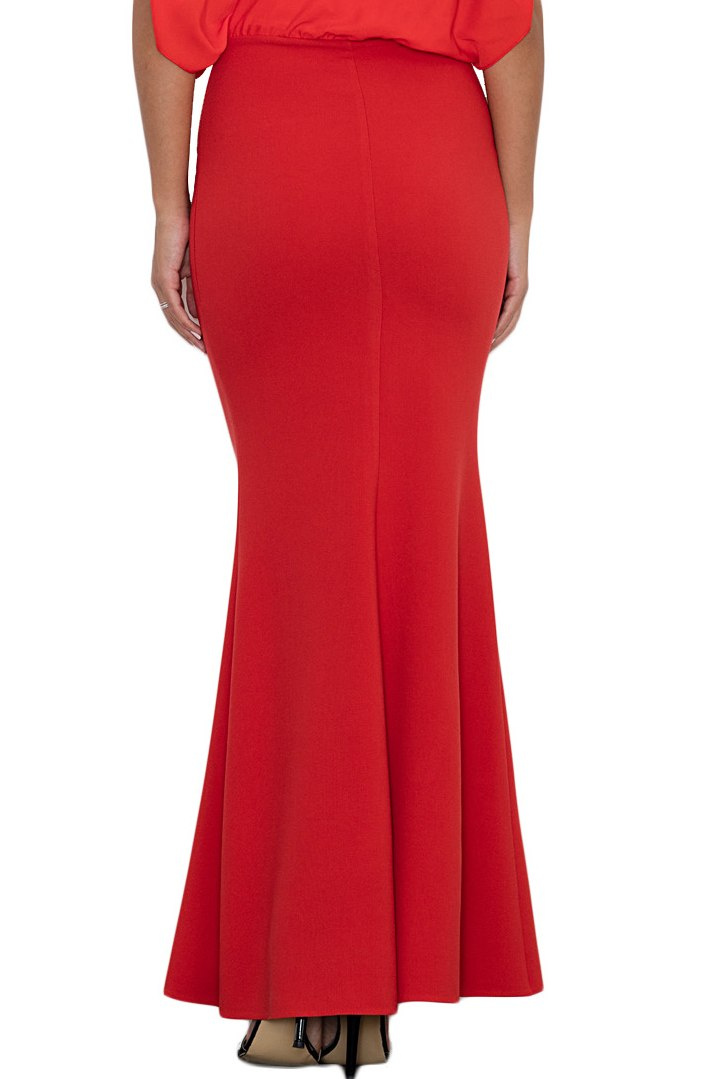Elegancka sukienka maxi dopasowana z krótkim rękawem czerwona M577 Elegancka sukienka maxi dopasowana z krótkim rękawem czerwona M577