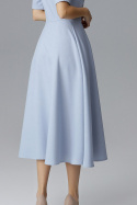 Sukienka rozkloszowana dwurzędowa z krótkim rękawem błękitna M632