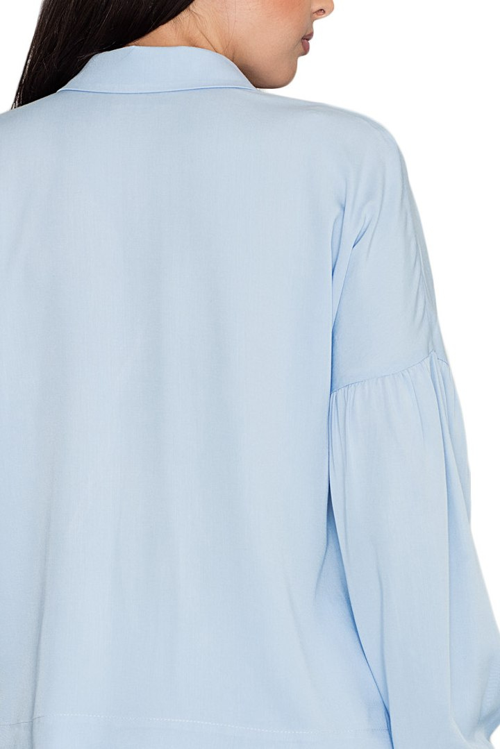 Koszula damska kimono z wiskozy z długim rękawem błękitna M582 Koszula damska kimono z wiskozy z długim rękawem błękitna M582