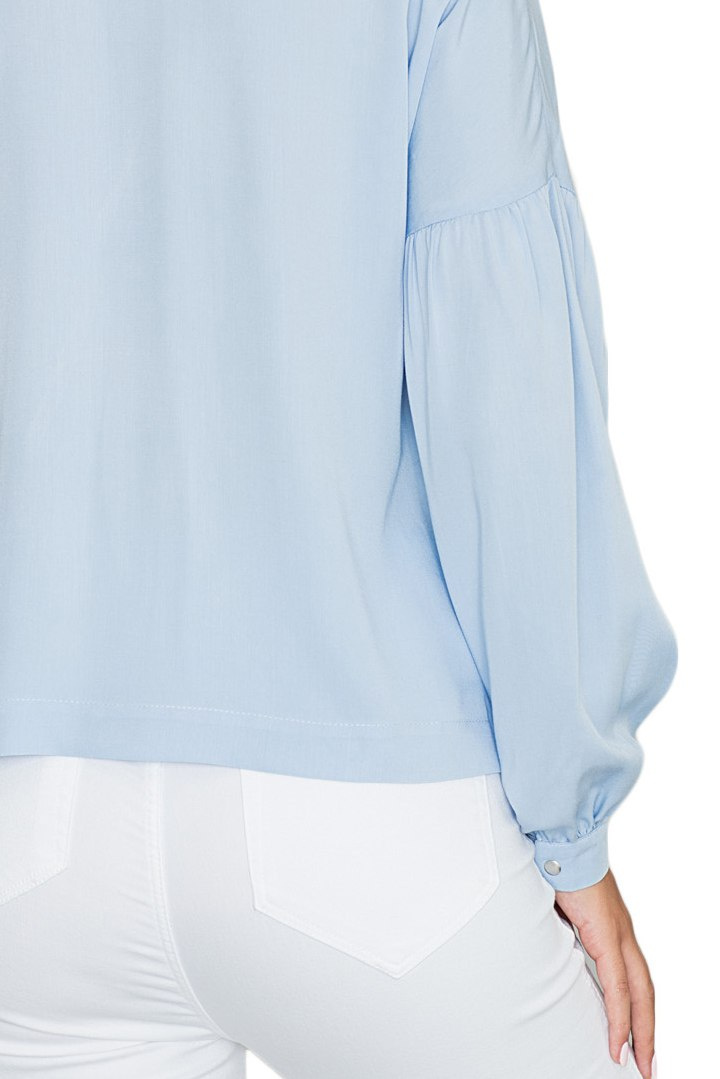 Koszula damska kimono z wiskozy z długim rękawem błękitna M582 Koszula damska kimono z wiskozy z długim rękawem błękitna M582