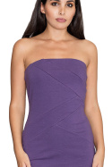 Sukienka dopasowana bez rękawów z odkrytymi ramionami fioletowa M575