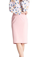 Elegancka spódnica ołówkowa midi z wiskozą bez kieszeni różowa M658