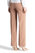 Spodnie damskie z szerokimi nogawkami na kant zapinane brązowe M657