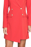 Sukienka na zakładkę z kopertowym dekoltem długi rękaw czerwona M447