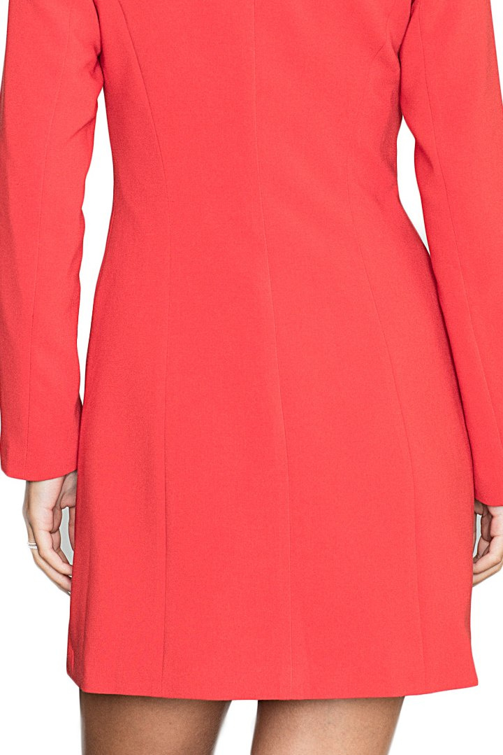 Sukienka na zakładkę z kopertowym dekoltem długi rękaw czerwona M447