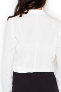 Elegancka bluzka damska z długim rękawem i dekoltem V ecru M432