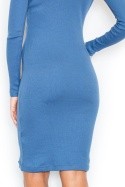 Sukienka ołówkowa midi z długim rękawem dopasowana niebieska M332