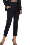 Eleganckie spodnie damskie na kant z gumką w pasie czarne M552