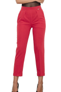 Eleganckie spodnie damskie na kant z gumką w pasie czerwone M552