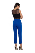 Eleganckie spodnie damskie na kant z gumką w pasie niebieskie M552
