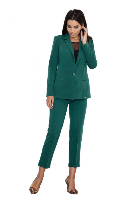 Eleganckie spodnie damskie na kant z gumką w pasie zielone M552
