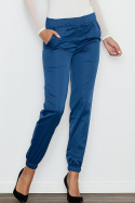 Spodnie damskie z gumką w pasie i kieszeniami niebieskie M556
