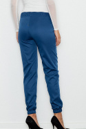 Spodnie damskie z gumką w pasie i kieszeniami niebieskie M556