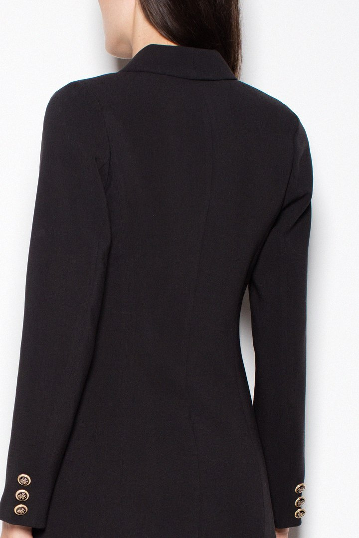 Elegancka sukienka żakietowa mini zapinana długi rękaw czarna VT082 Elegancka sukienka żakietowa mini zapinana długi rękaw czarna VT082