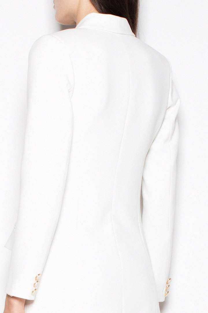 Elegancka sukienka żakietowa mini zapinana długi rękaw ecru VT082