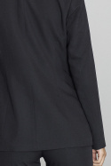 Długi żakiet damski luźny z wiskozą zapinany na guzik czarny M562