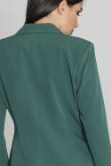 Długi żakiet damski luźny z wiskozą zapinany na guzik zielony M562