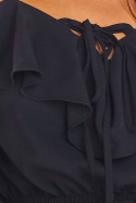 Letnia bluzka damska hiszpanka na ramiączkach z wiązaniem czarna A309