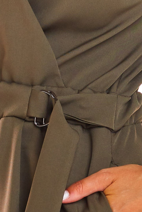 Elegancki kombinezon z krótkimi spodenkami i rękawem 3/4 khaki A286 Elegancki kombinezon z krótkimi spodenkami i rękawem 3/4 khaki A286