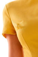 Elegancka sukienka midi rozkloszowana z krótkim rękawem żółta A282