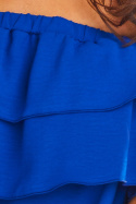 Sukienka letnia mini z odkrytymi ramionami bez ramiączek niebieska A299