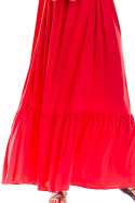 Letnia sukienka maxi z wiskozy luźna na ramiączkach fuksja A307
