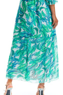 Letnia sukienka szyfonowa maxi na ramiączkach zwiewna zielona A311