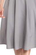 Sukienka rozkloszowana midi z wiązaniem przy szyi szara me298
