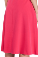 Sukienka rozkloszowana midi z wiązaniem przy szyi różowa me298