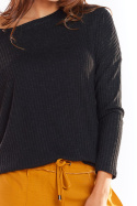Sweter damski z wiskozy asymetryczny klasyczny krój czarny A333