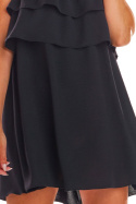 Sukienka letnia mini z odkrytymi ramionami bez ramiączek czarna A299