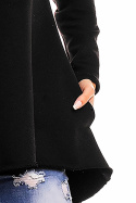 Bluza damska bawełniana z kapturem i długim rękawem czarna A129