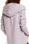 Bluza damska bawełniana z kapturem i długim rękawem szara A129