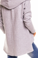 Bluza damska bawełniana z kapturem i długim rękawem szara A129