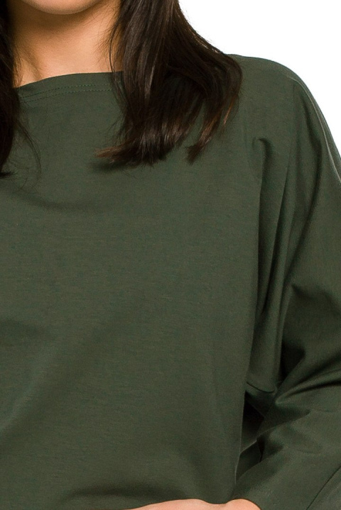 Bluza damska nietoperz tył na zakładkę z wiązaniem zielona B139 Bluza damska nietoperz tył na zakładkę z wiązaniem zielona B139