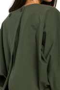 Bluza damska nietoperz tył na zakładkę z wiązaniem zielona B139