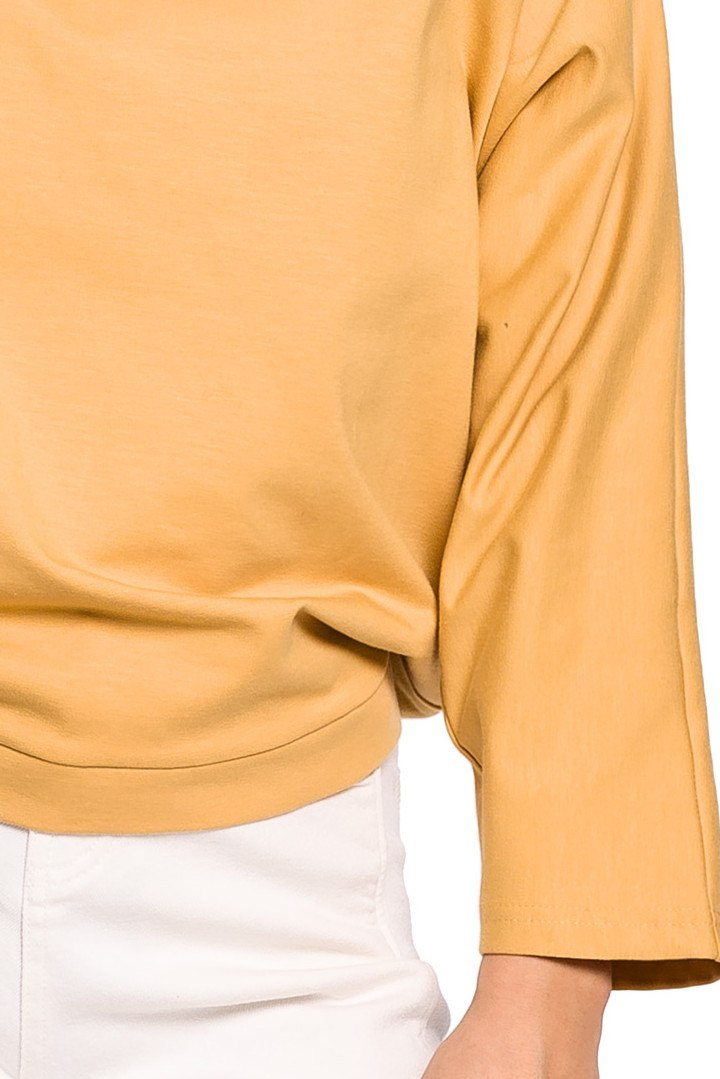Bluza damska nietoperz tył na zakładkę z wiązaniem żółta B139 Bluza damska nietoperz tył na zakładkę z wiązaniem żółta B139