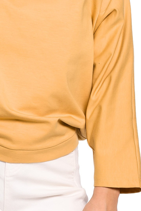 Bluza damska nietoperz tył na zakładkę z wiązaniem żółta B139 Bluza damska nietoperz tył na zakładkę z wiązaniem żółta B139