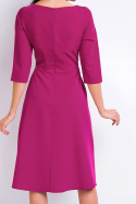 Sukienka klasyczna rozkloszowana midi z rękawem 3/4 bordowa A157