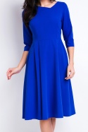 Sukienka klasyczna rozkloszowana midi z rękawem 3/4 niebieska A157
