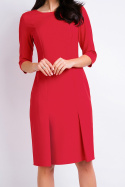 Elegancka sukienka midi dopasowana z rękawami 3/4 czerwona A158