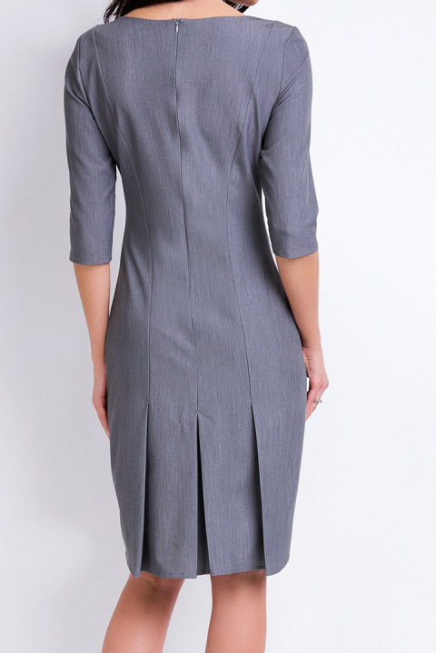 Elegancka sukienka midi dopasowana z rękawami 3/4 szara A158 Elegancka sukienka midi dopasowana z rękawami 3/4 szara A158