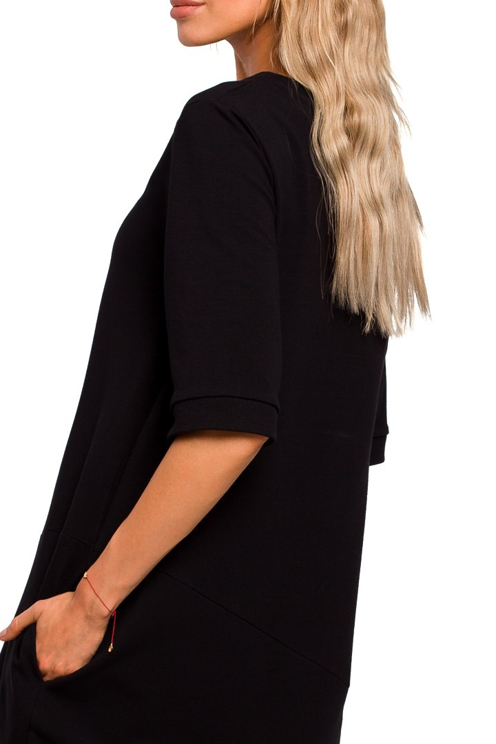 Sukienka bombka midi oversize z krótkim rękawem czarna me451 Sukienka bombka midi oversize z krótkim rękawem czarna me451