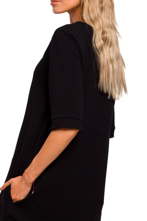 Sukienka bombka midi oversize z krótkim rękawem czarna me451 Sukienka bombka midi oversize z krótkim rękawem czarna me451