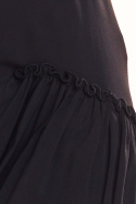 Sukienka trapezowa mini z wiskozy na ramiączkach dekolt V czarna A285