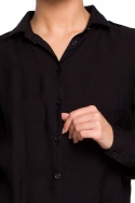 Koszula damska z wiskozy zapinana na guziki z pagonami czarna B151