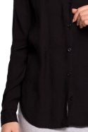 Koszula damska z wiskozy zapinana na guziki z pagonami czarna B151